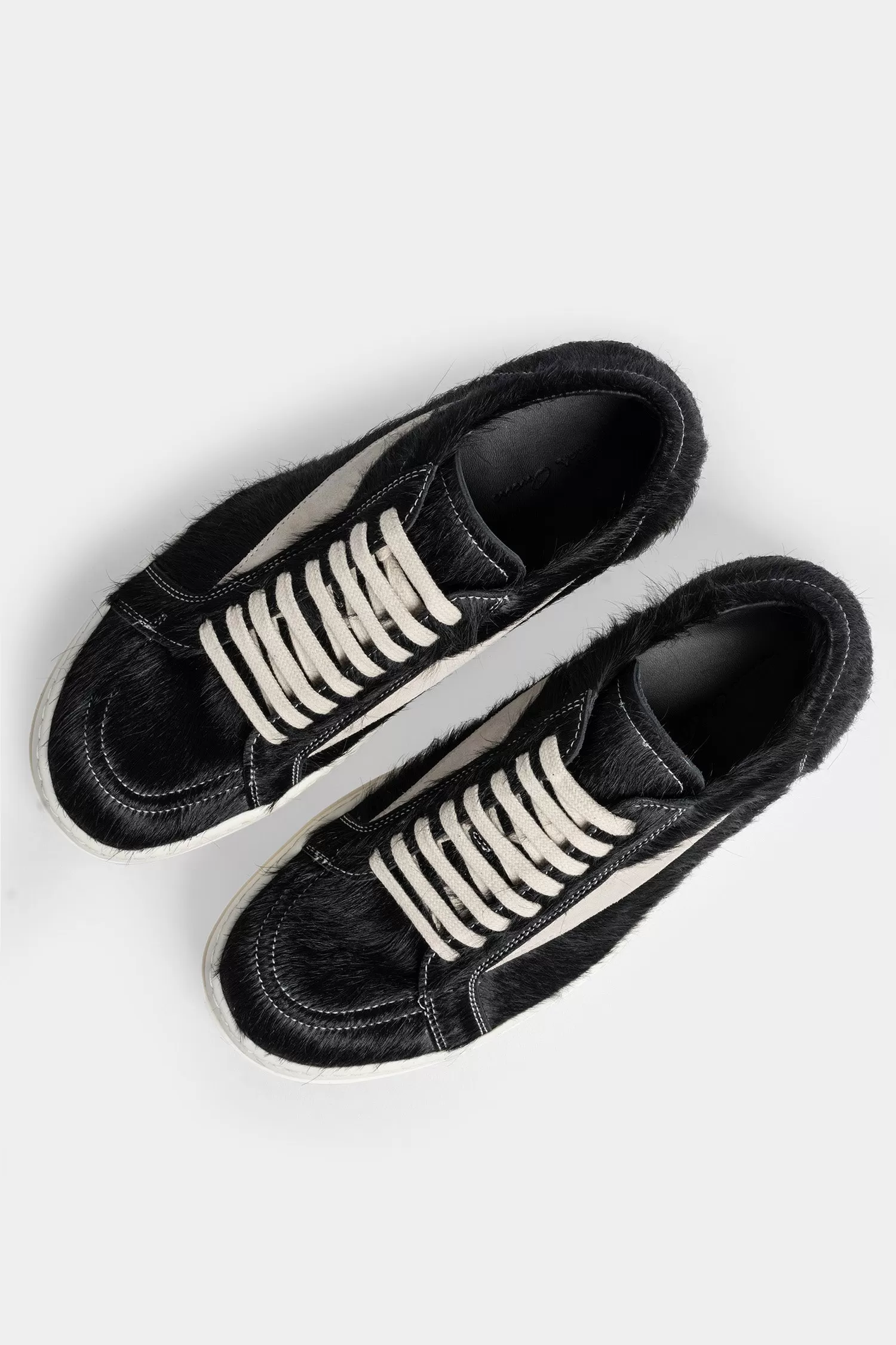 Cow Fur Vintage Sneakers, Black / Milk