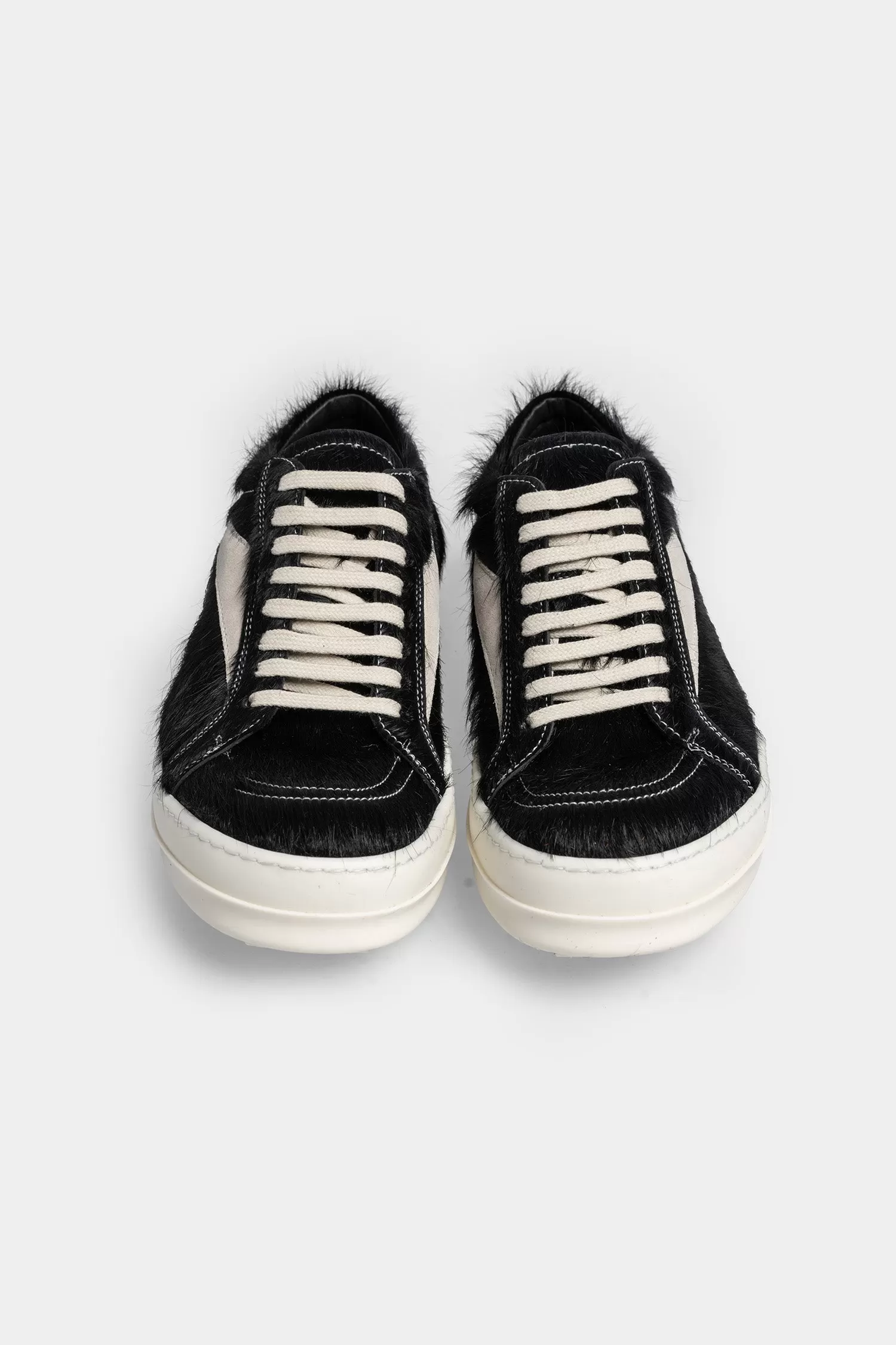 Cow Fur Vintage Sneakers, Black / Milk