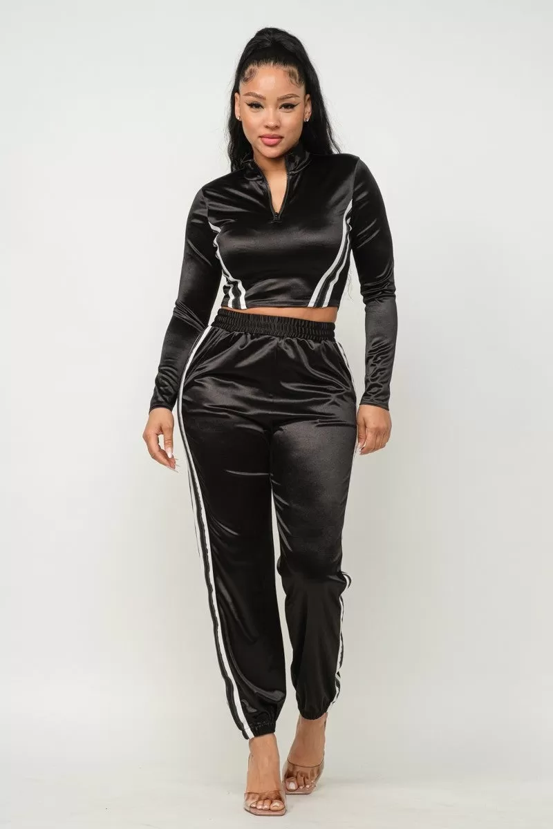 Cropped Jacket & Jogger Pants Set