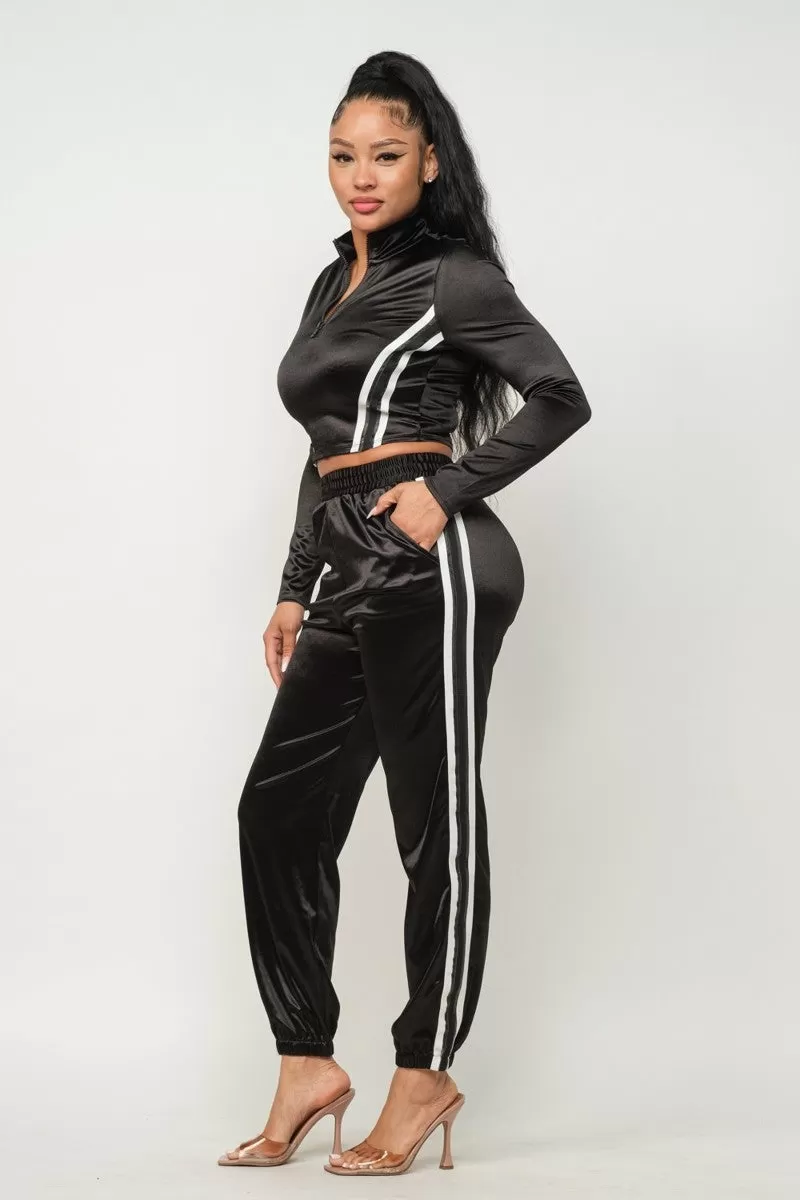 Cropped Jacket & Jogger Pants Set