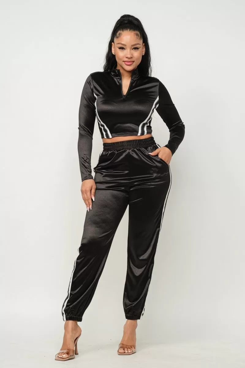 Cropped Jacket & Jogger Pants Set