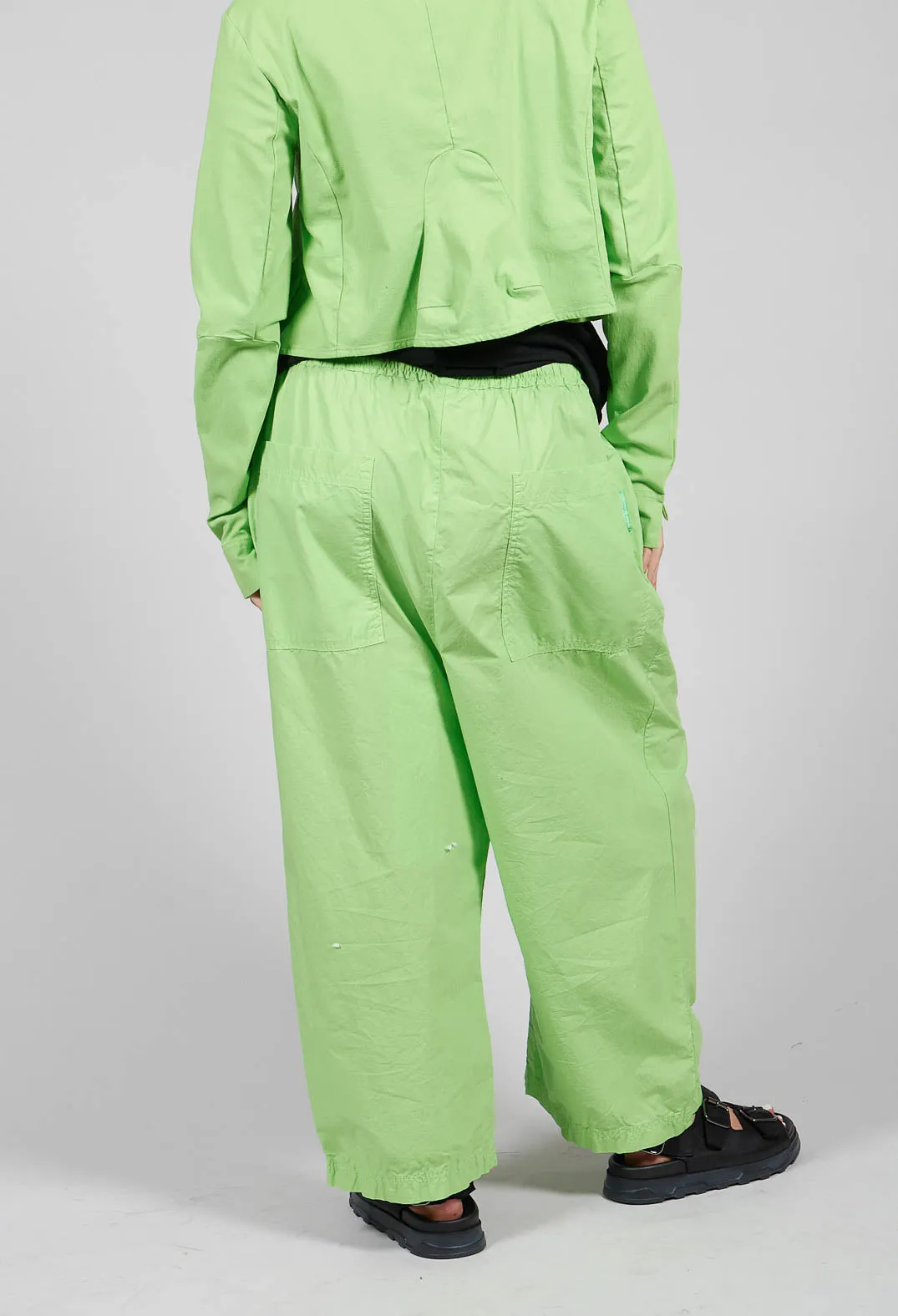 Cropped Wide Leg Trousers in Lime