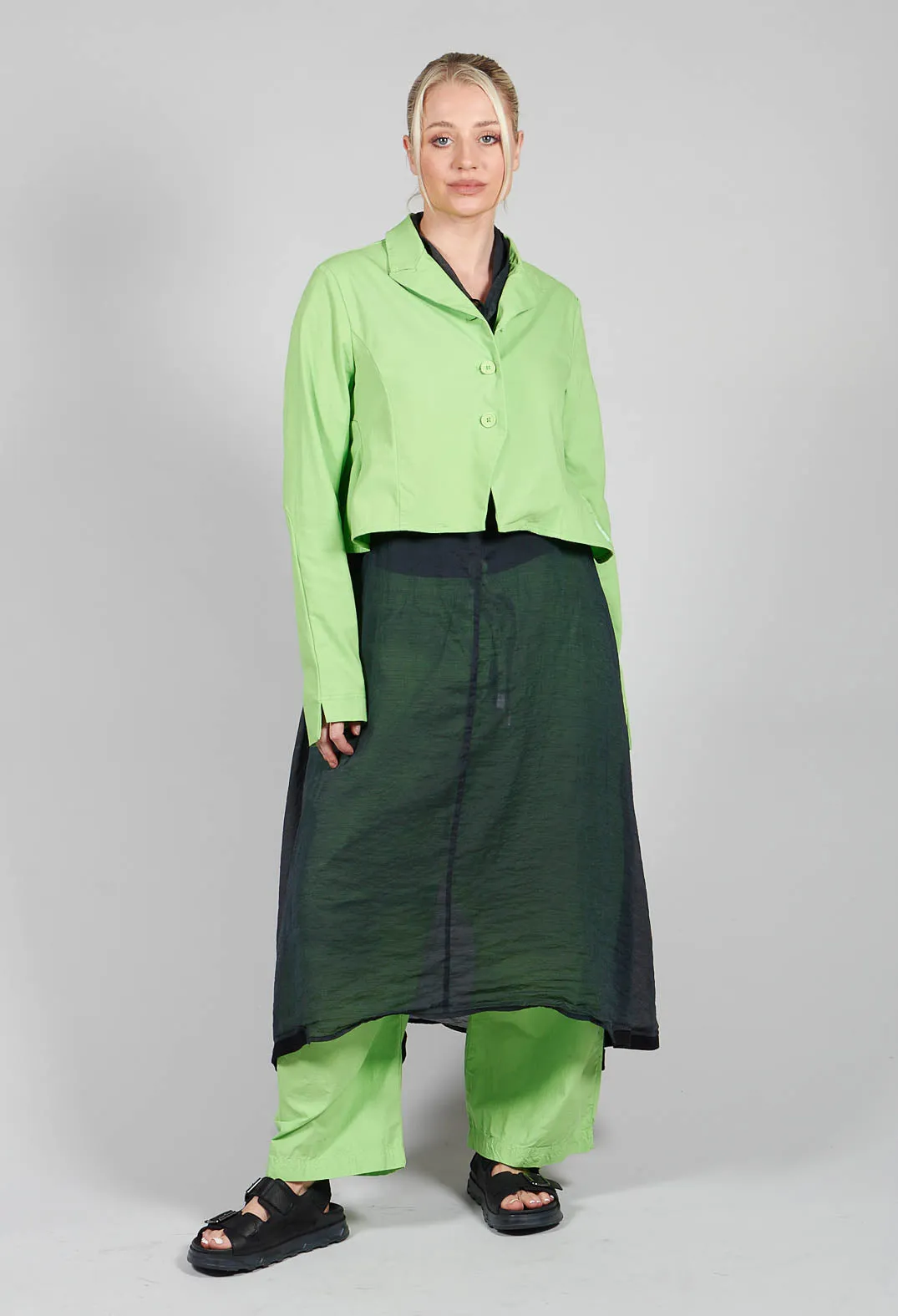 Cropped Wide Leg Trousers in Lime