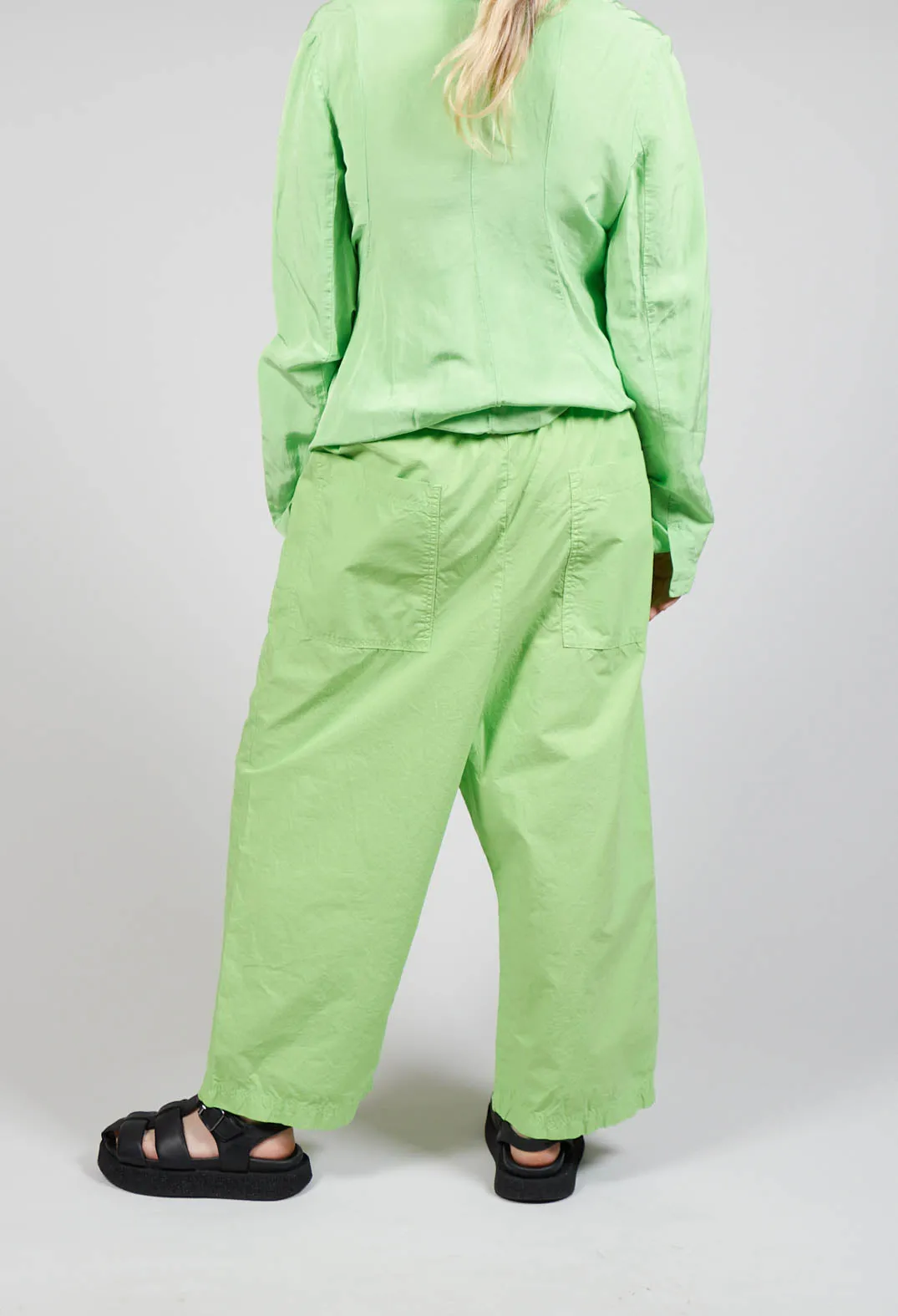 Cropped Wide Leg Trousers in Lime