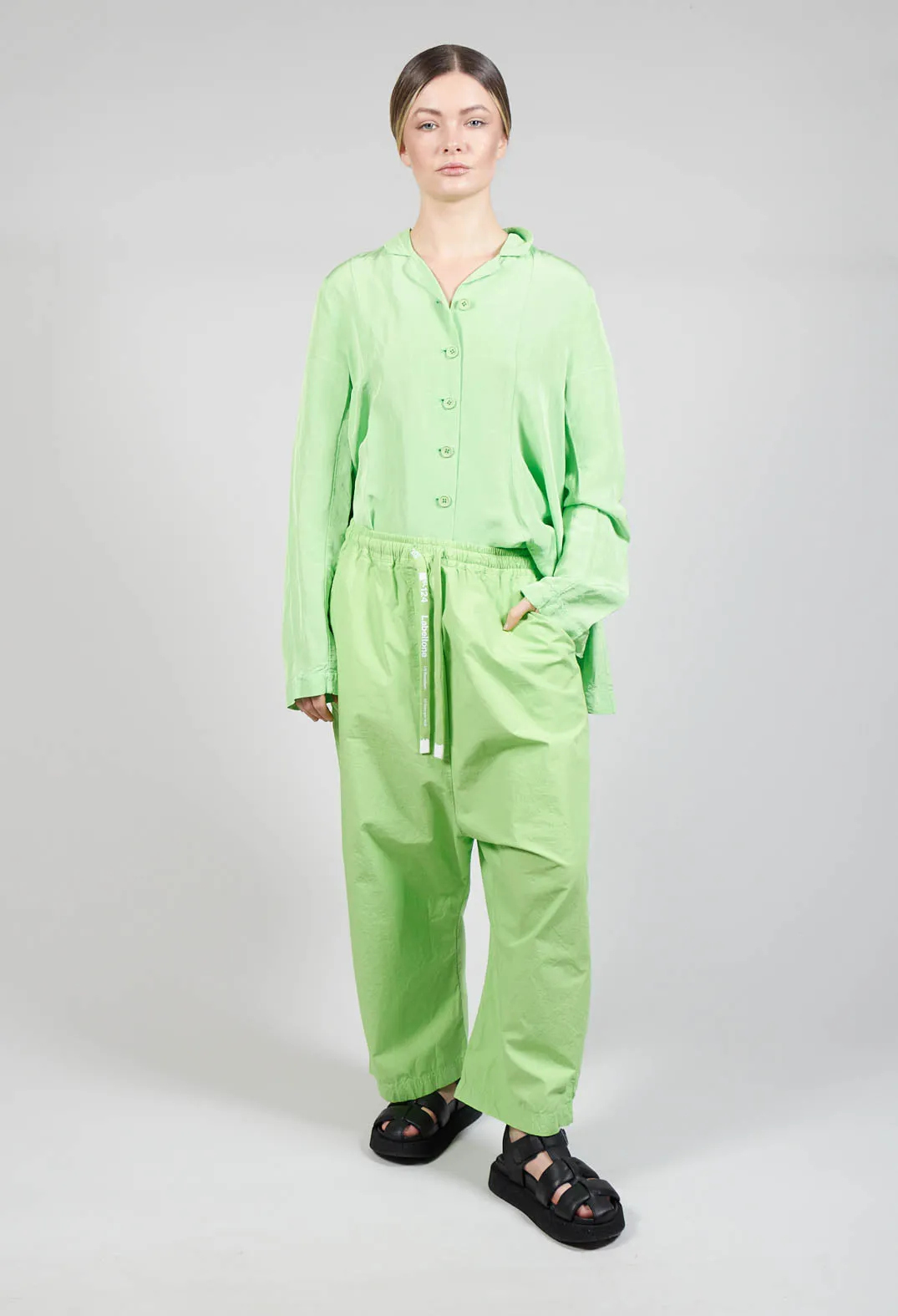 Cropped Wide Leg Trousers in Lime