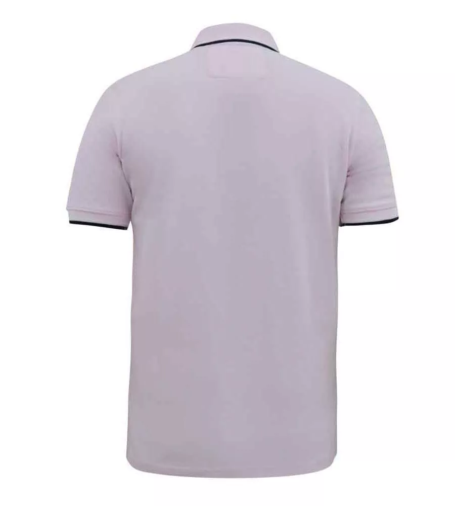 D555 Big Mens Pink Polo Shirt With Colour Rib Tipping On Collar and Cuffs (HAMFORD 2)