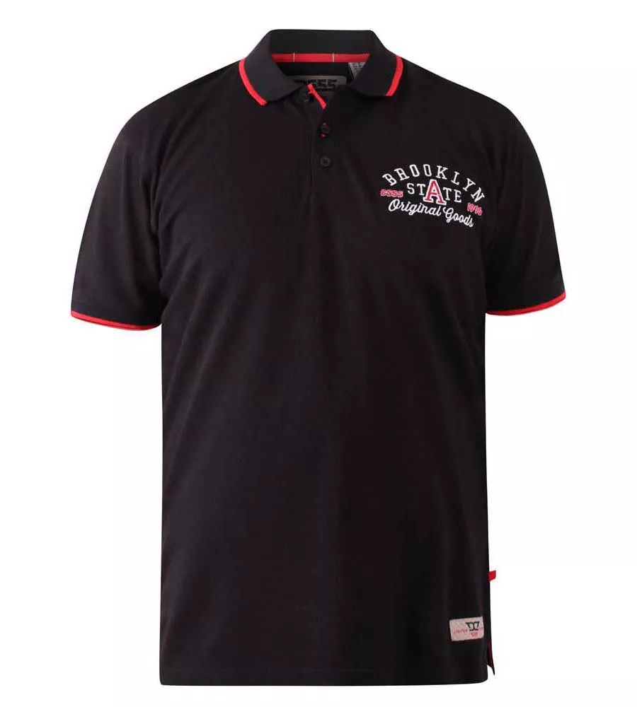 D555 Tall Mens Black Polo Shirt With Brooklyn Chest Embroidery (CANNING 2)