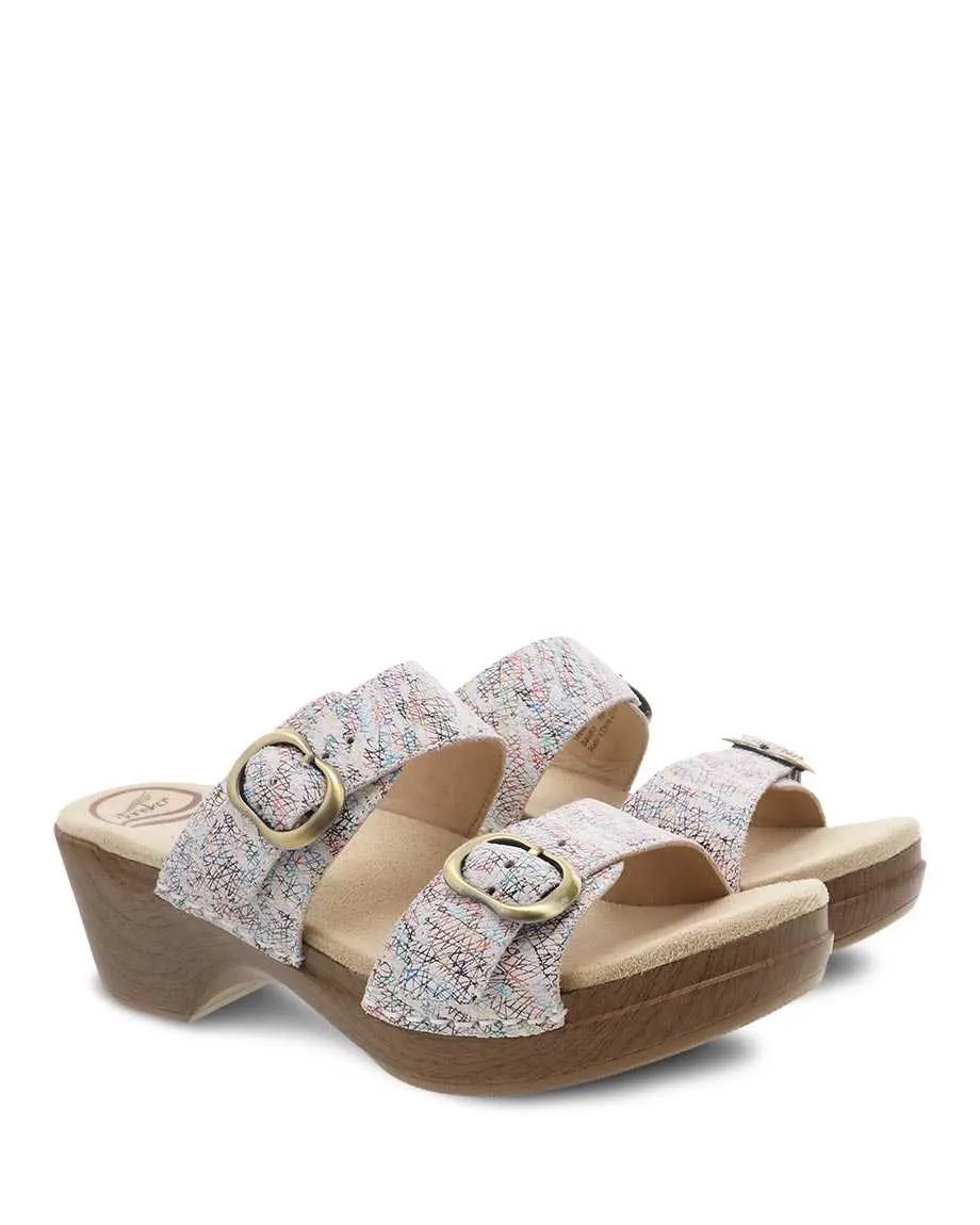 Dansko Womens Sophie Sandal- White Multi