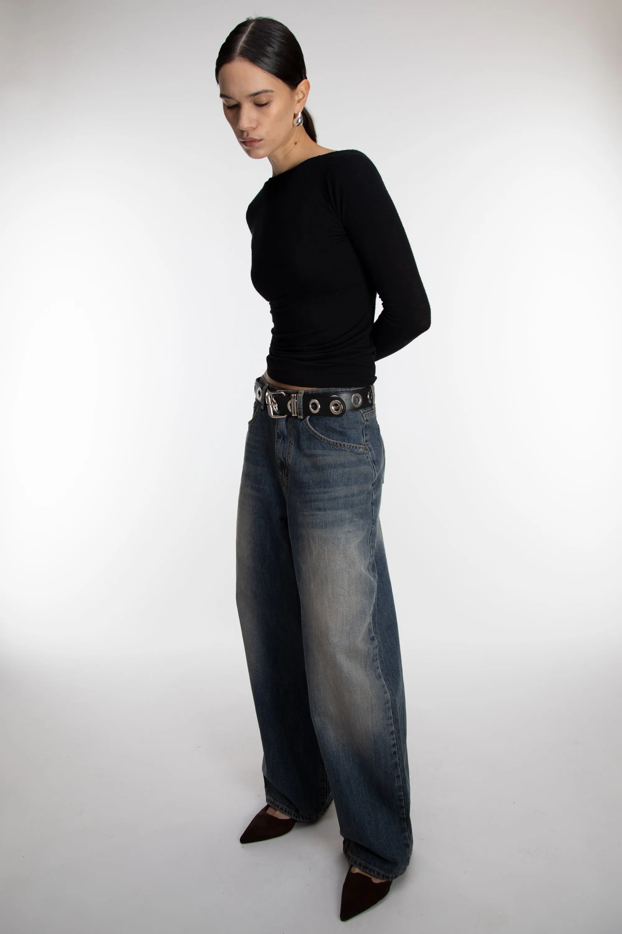 DARK WASH BAGGY CURVE JEANS