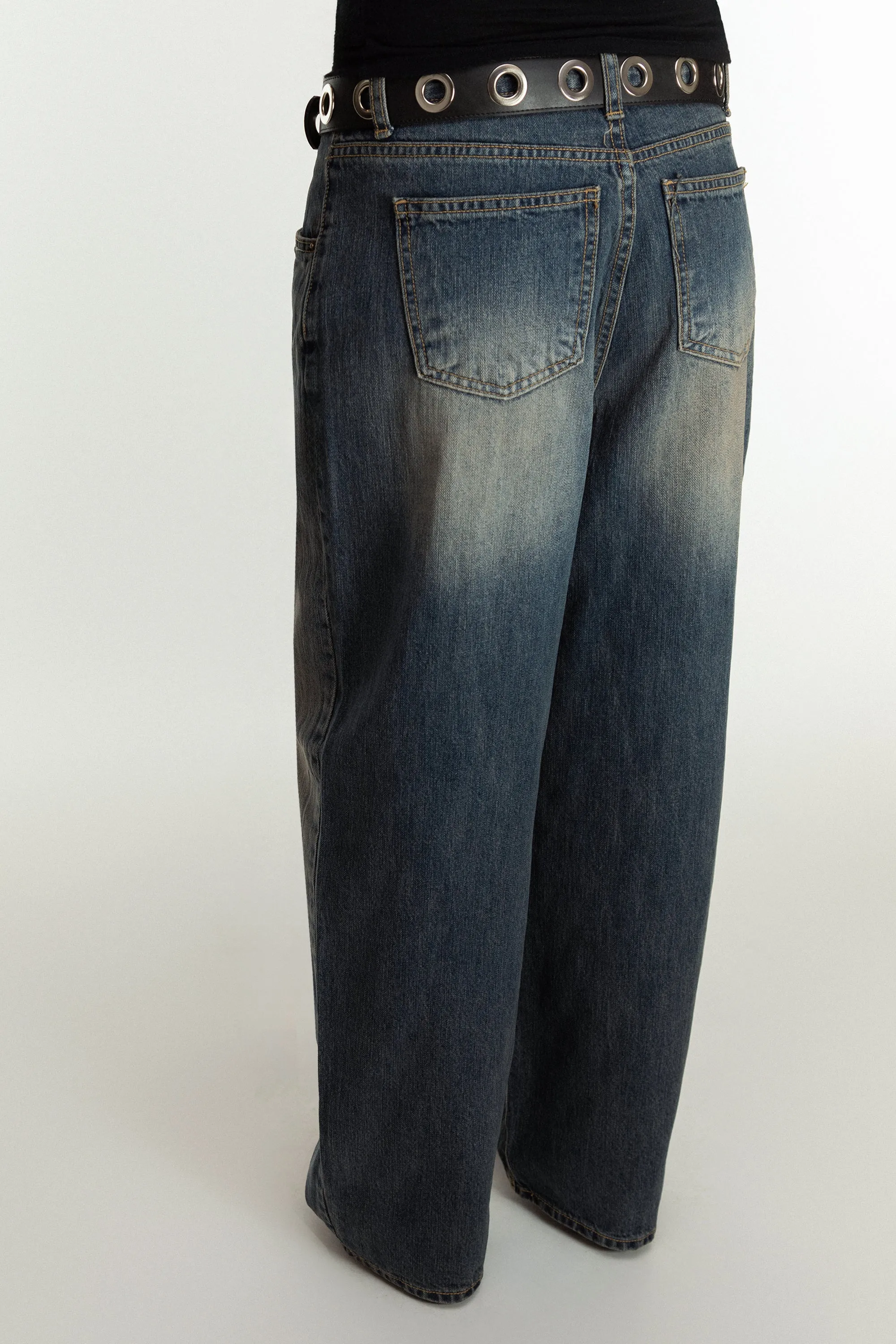 DARK WASH BAGGY CURVE JEANS