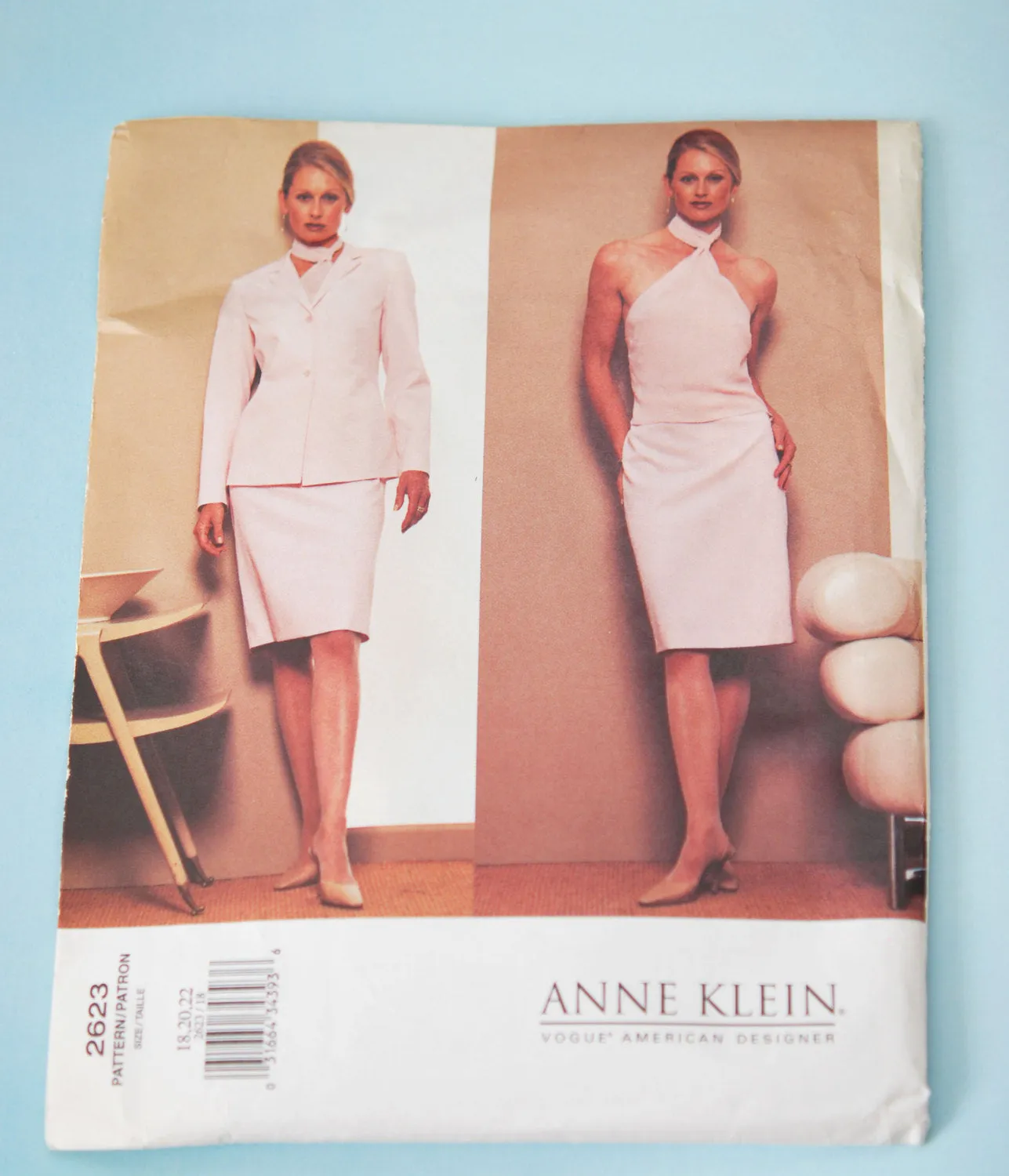 Designer Vogue 2623 Pattern Anne Klein Evening or Day Jacket Skirt  Sexy Halter Top Pattern Vintage Sewing Pattern SZ 18-20-22 U