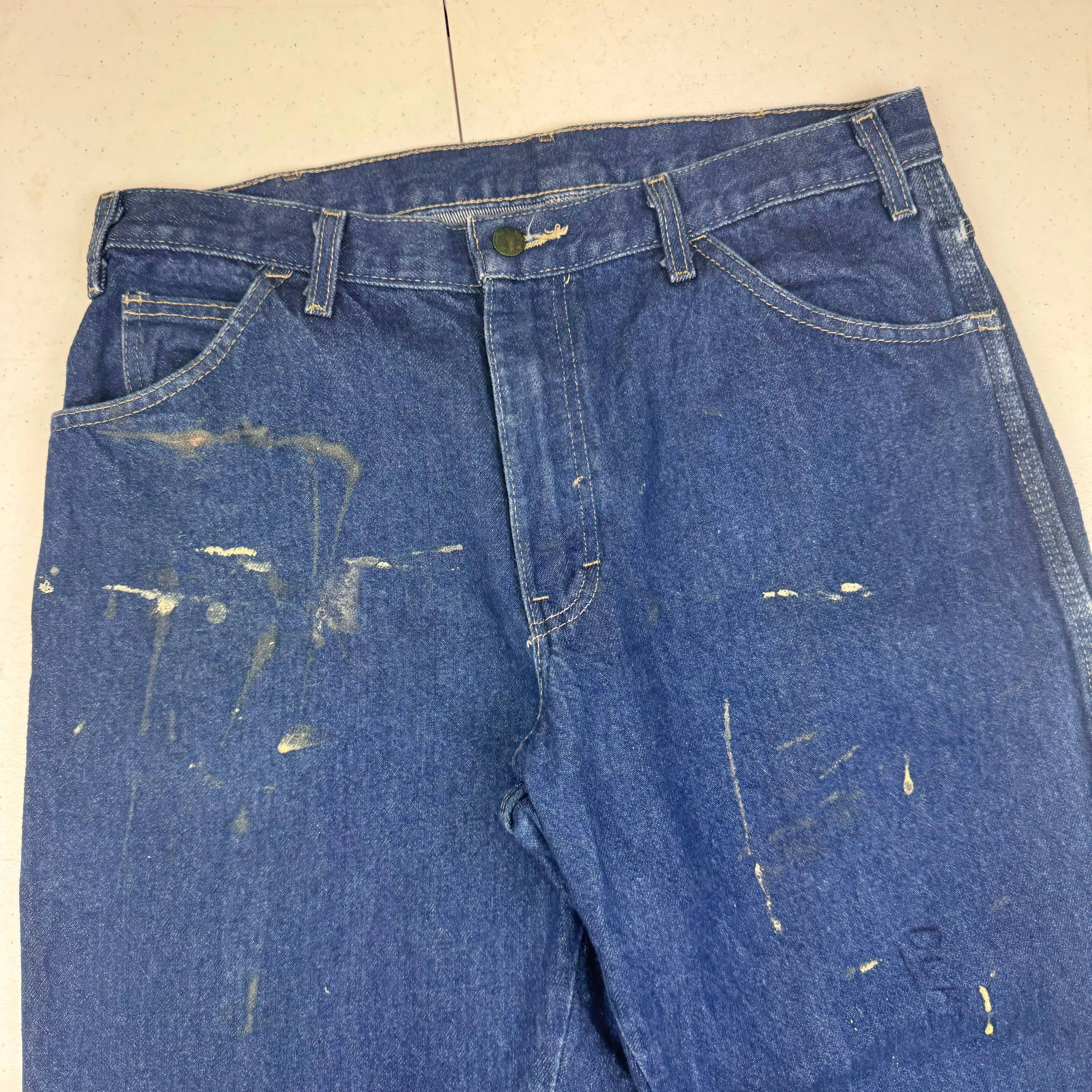 Dickies Paint Splattered Carpenter Jeans Blue