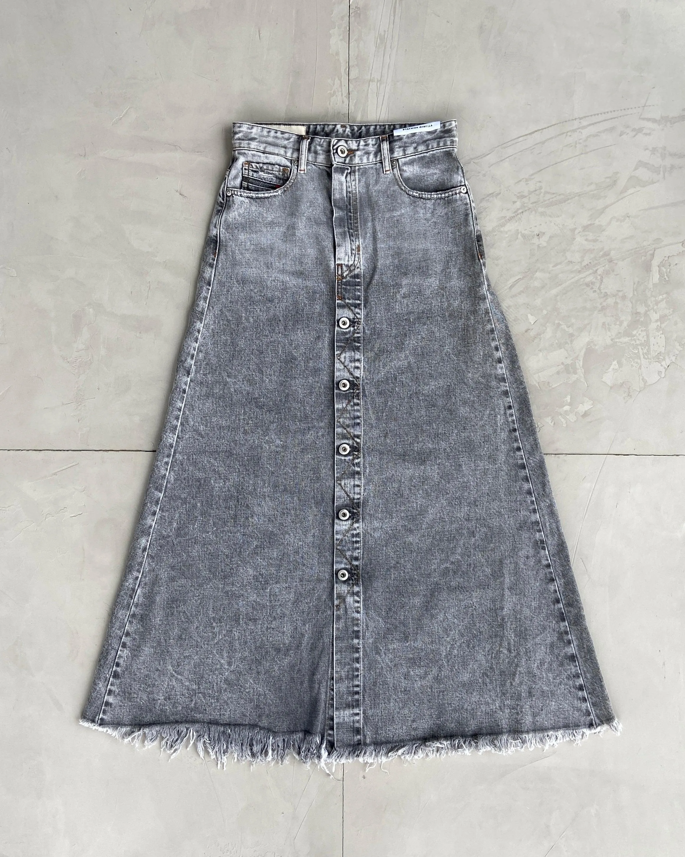 DIESEL DISTRESSED DENIM MAXI SKIRT - S