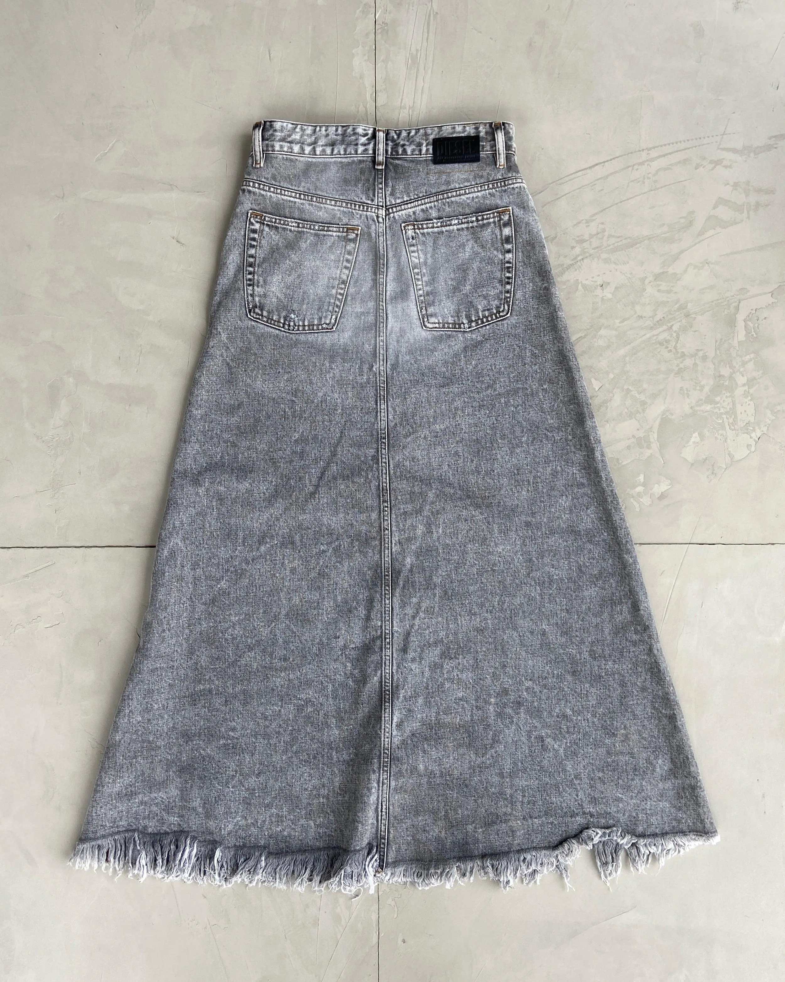 DIESEL DISTRESSED DENIM MAXI SKIRT - S