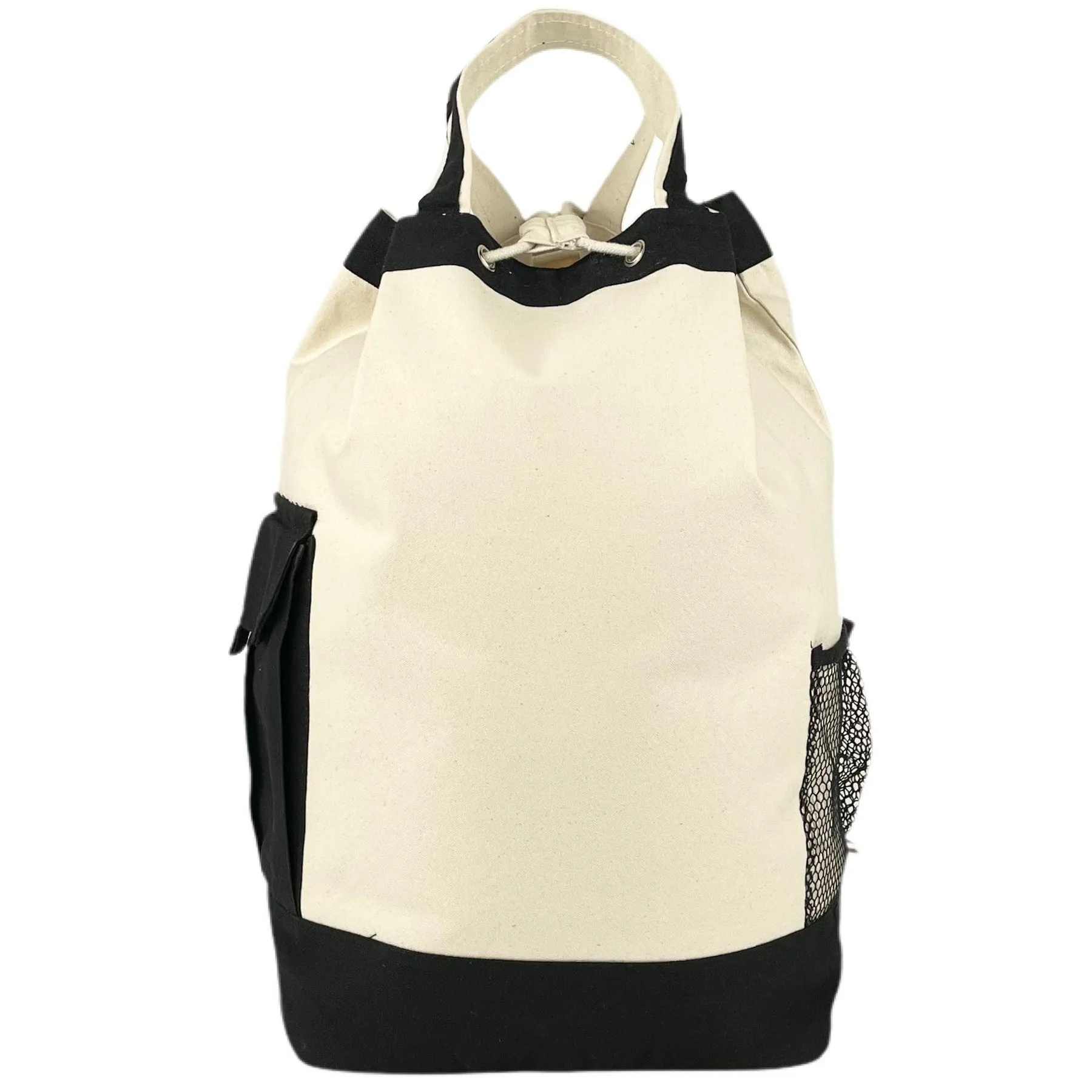 Drawstring Duffle Backpack - 12 Oz Natural Canvas (18 x 19 x 8)