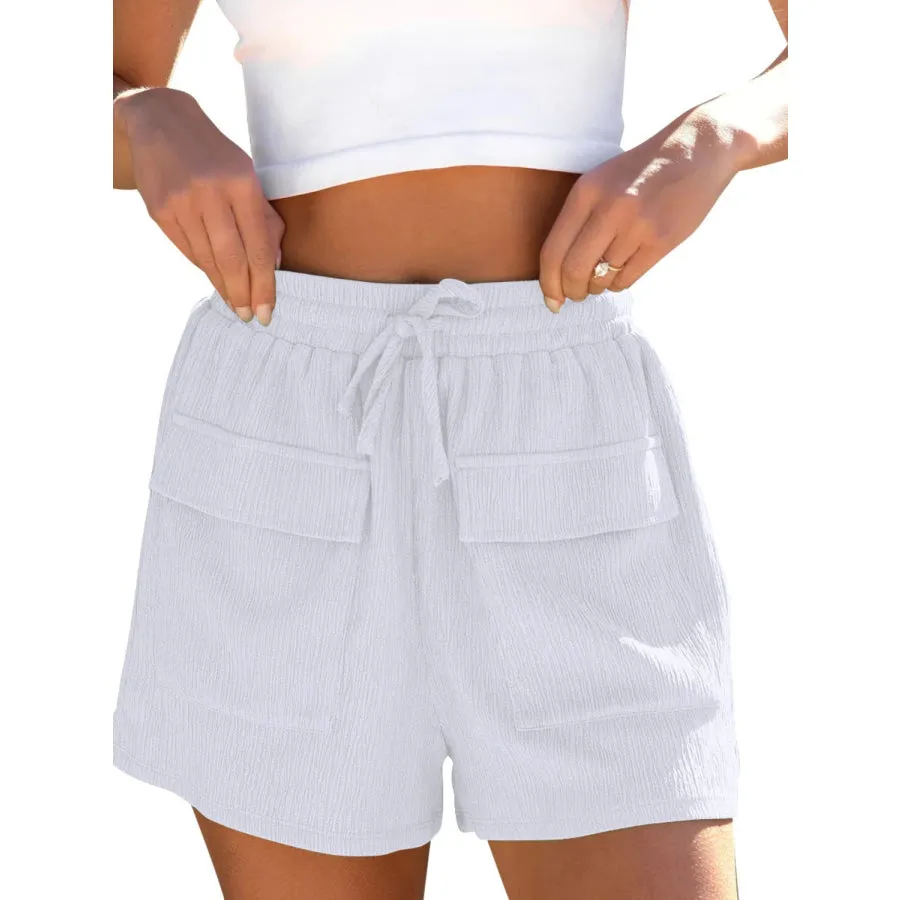 Drawstring High Waist Shorts with Pockets