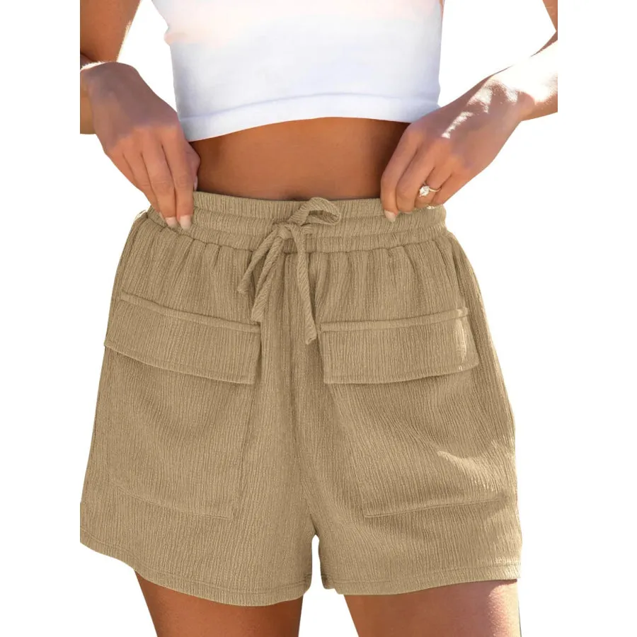 Drawstring High Waist Shorts with Pockets