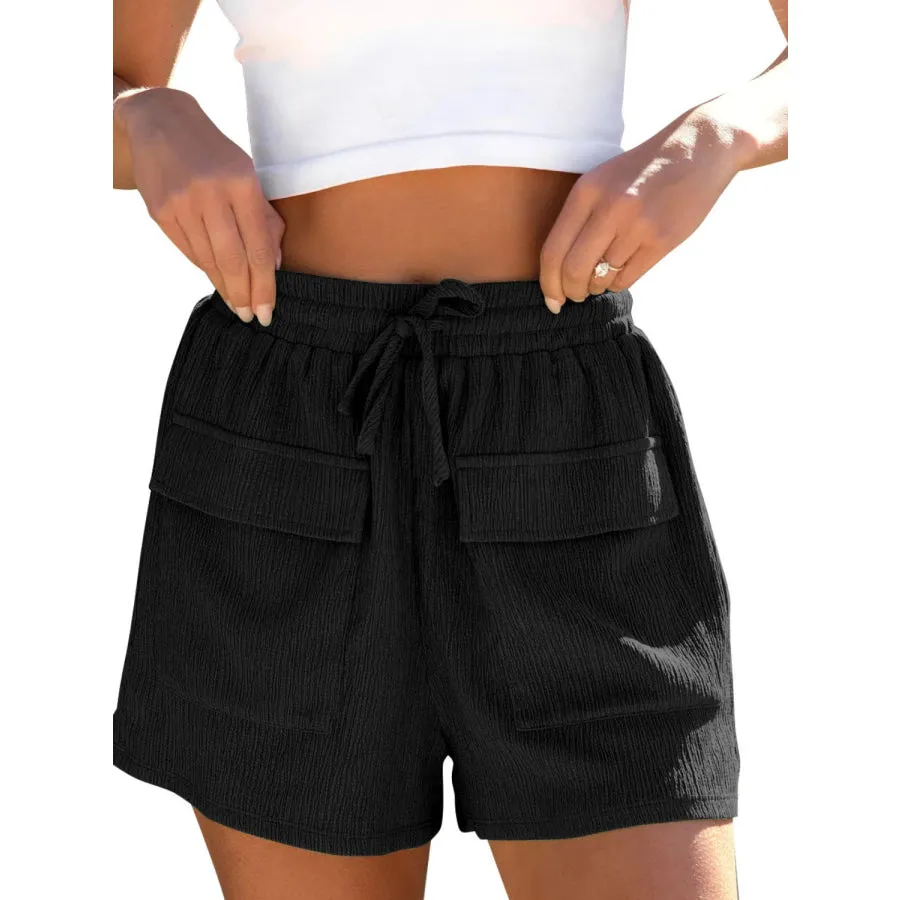 Drawstring High Waist Shorts with Pockets