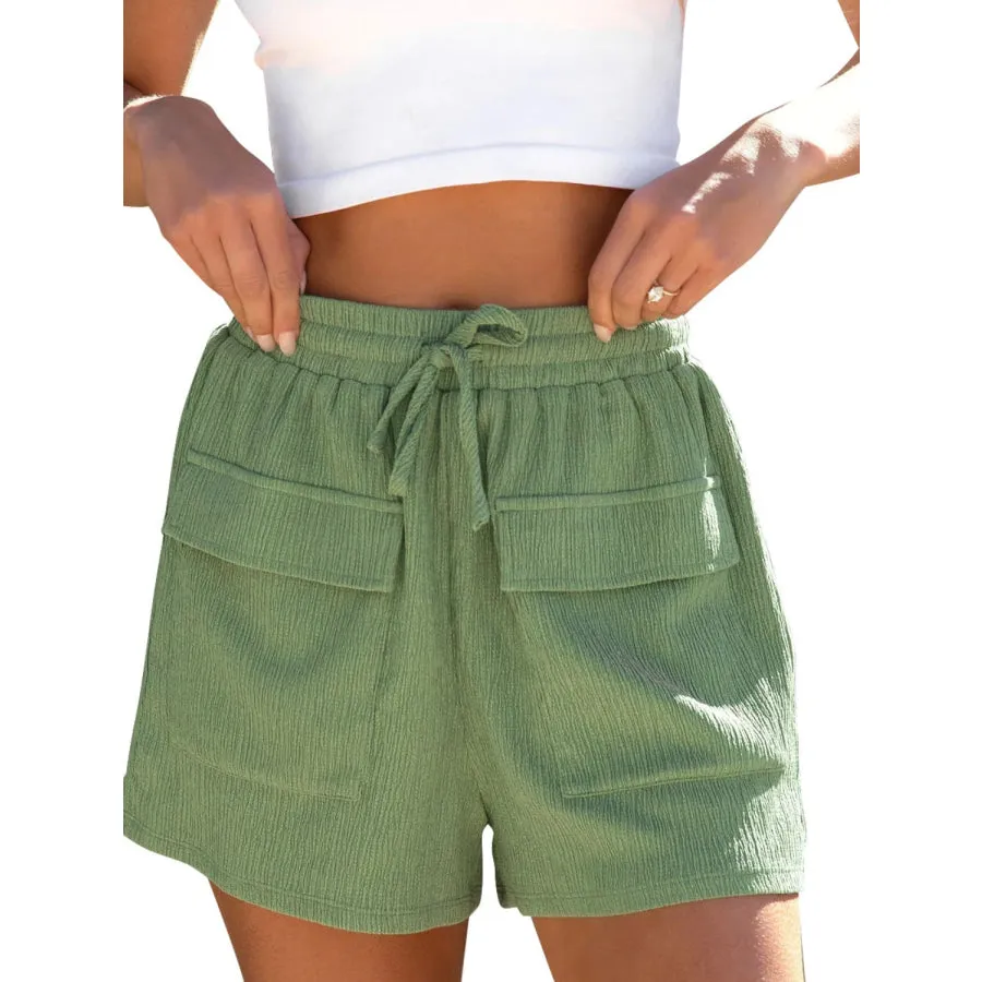 Drawstring High Waist Shorts with Pockets