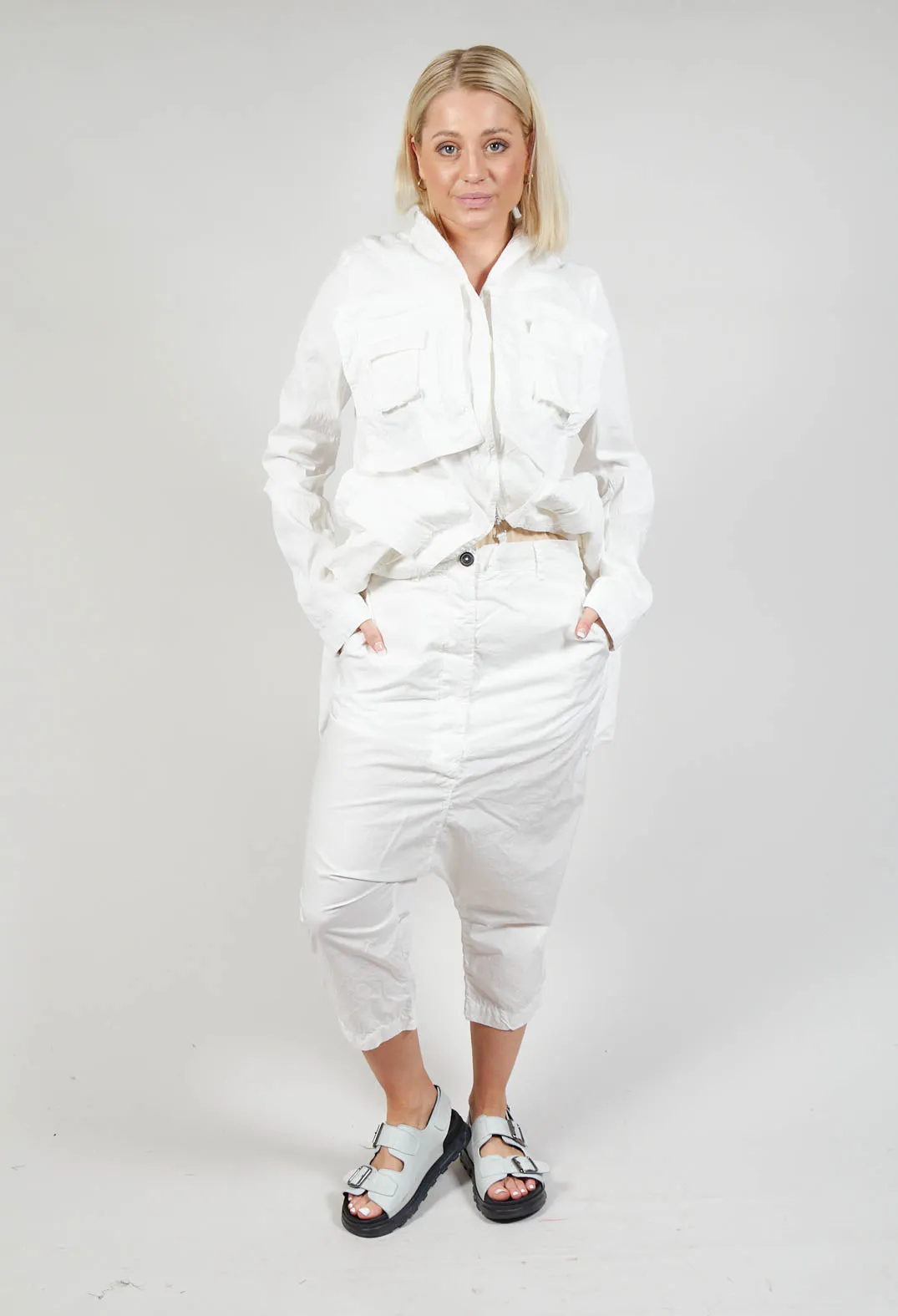 Drop-Crotched Cropped Trousers in Starwhite