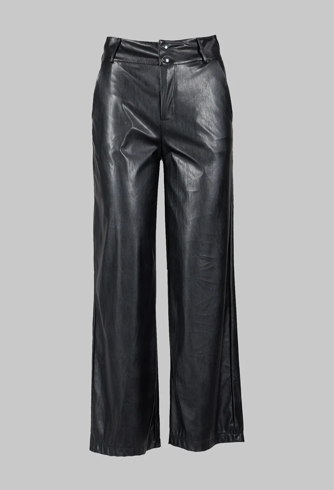 Eco Leather Stretch Trousers in Black