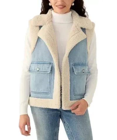 Edit by Jason Wu Women's Denim Vest with Sherpa