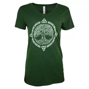 Emerald Tree of Life V-Neck T-Shirt