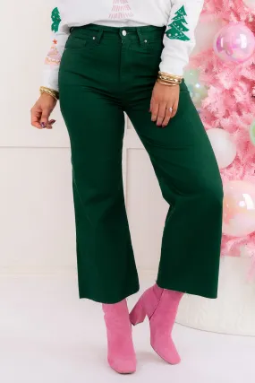 Emory High Rise Flare Cropped Pant - Dark Green