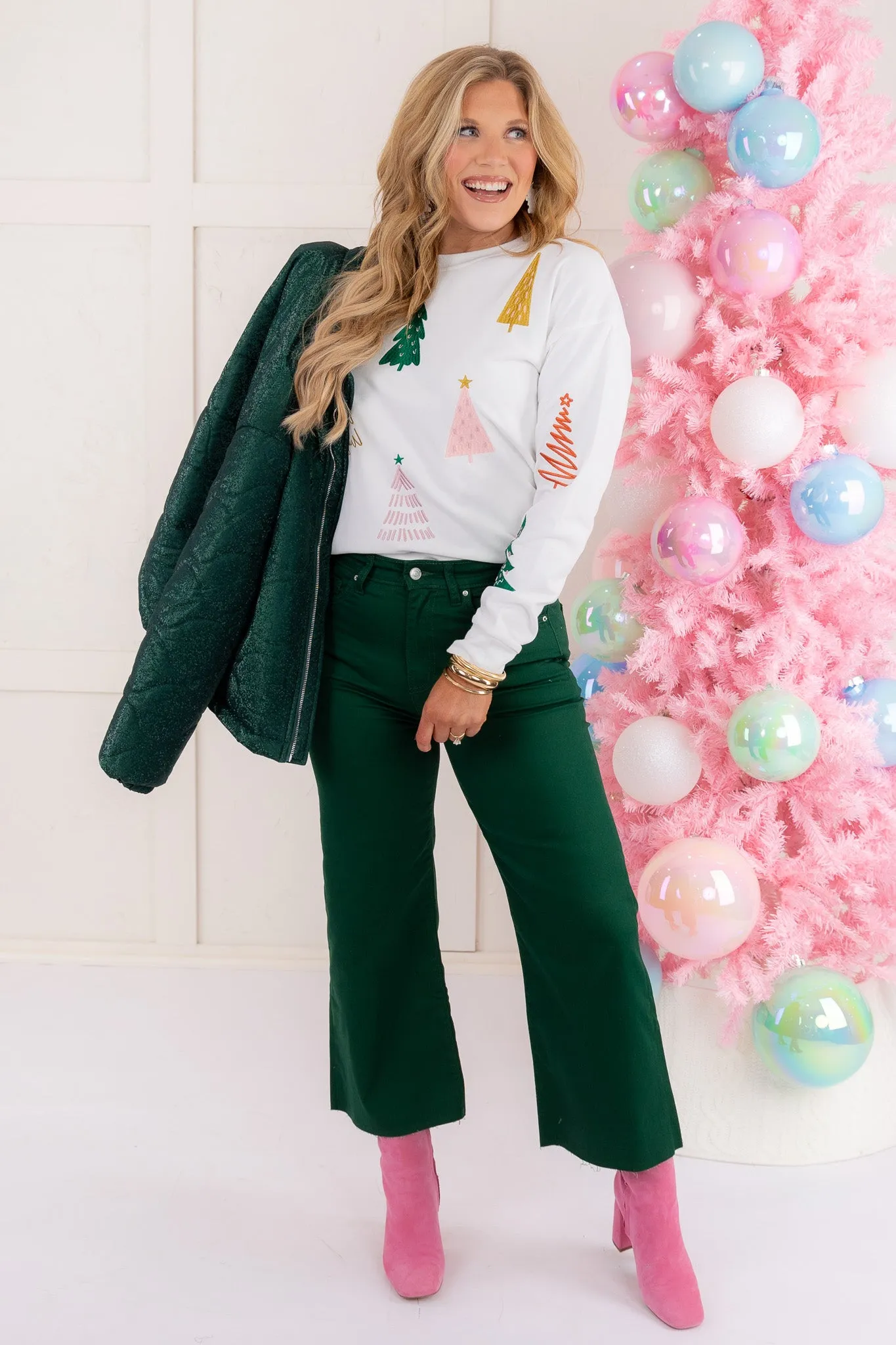 Emory High Rise Flare Cropped Pant - Dark Green