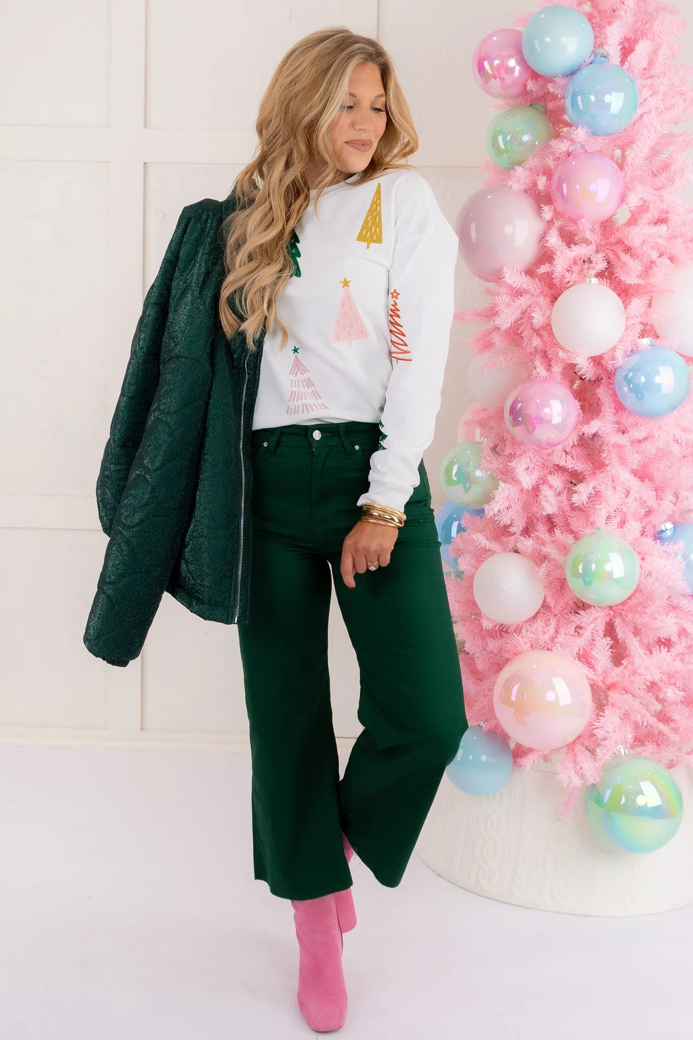 Emory High Rise Flare Cropped Pant - Dark Green