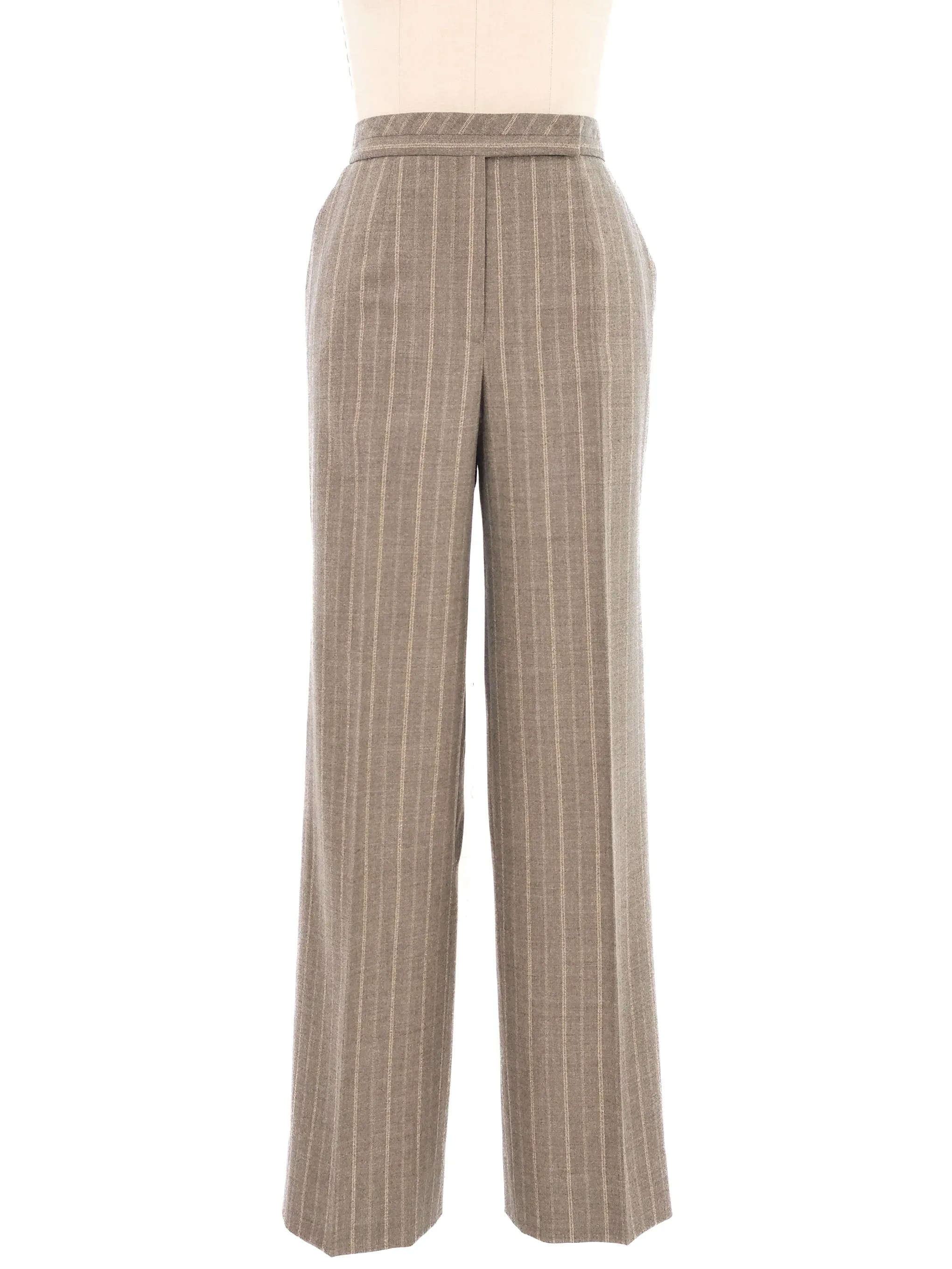 Escada Embellished Gray Pinstripe Pant Suit