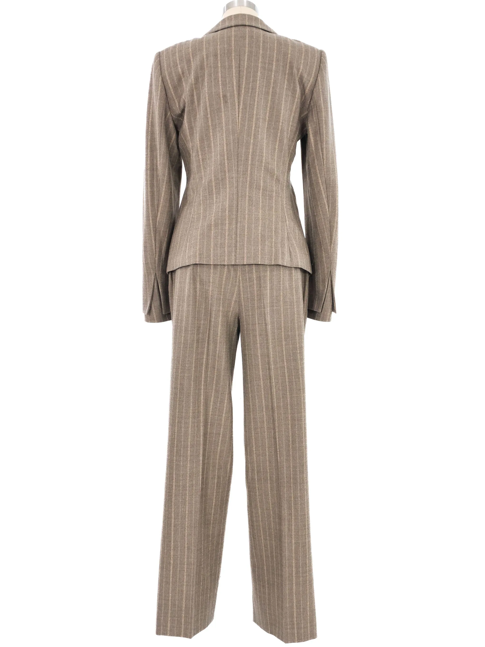 Escada Embellished Gray Pinstripe Pant Suit