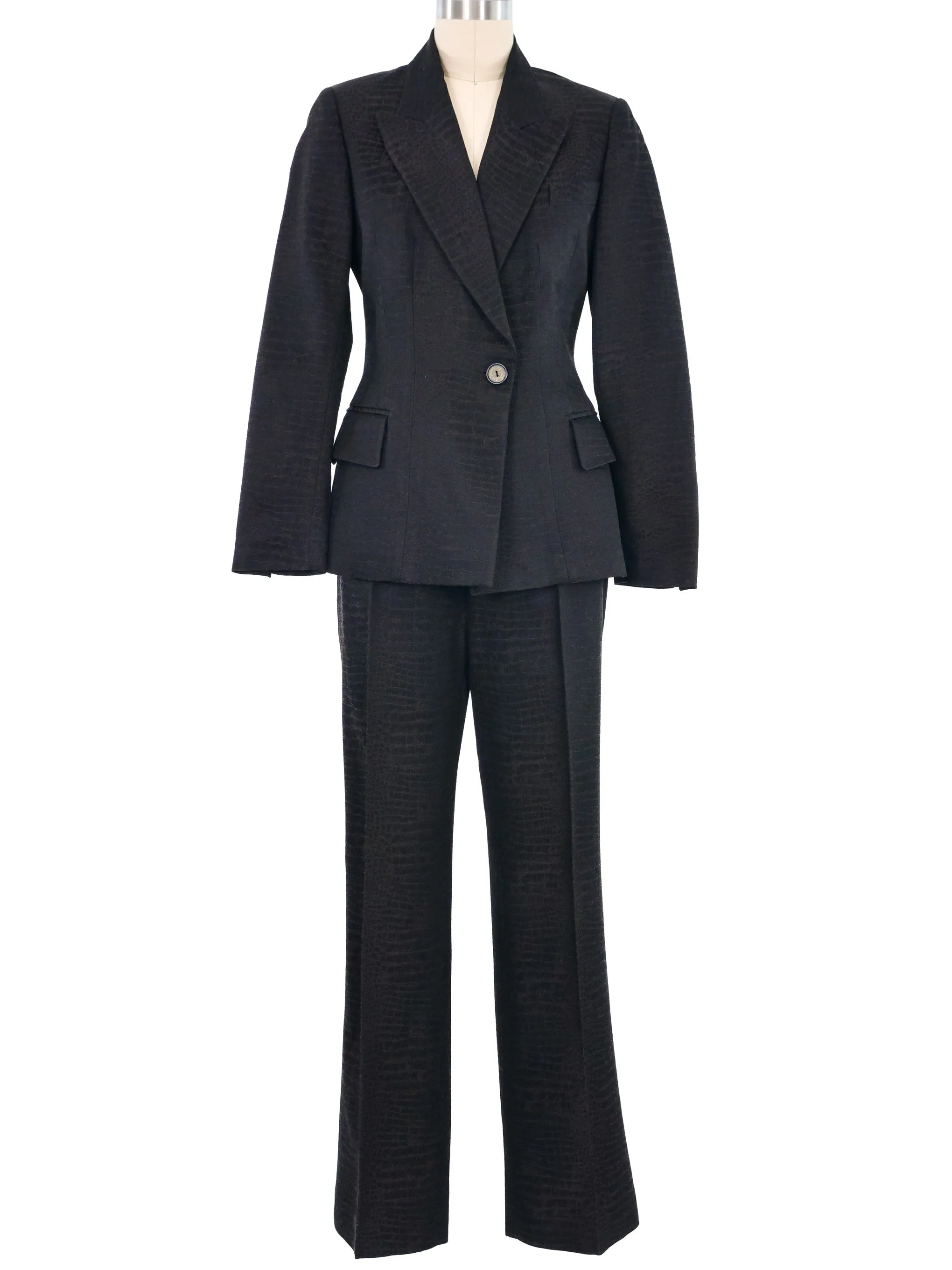 Escada Embossed Reptile Pant Suit