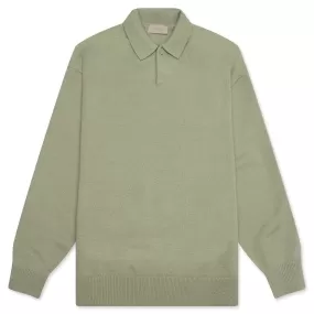 Essentials Knit L/S Polo - Seafoam