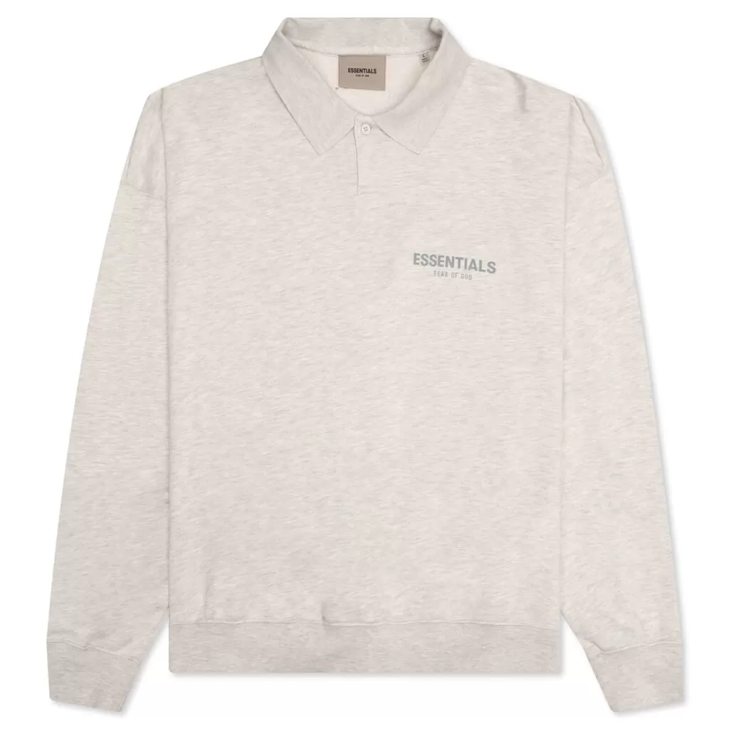 Essentials L/S Polo - Light Heather Oatmeal