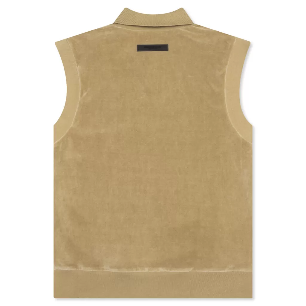 Essentials Women's Velour Sleeveless Polo - Oak