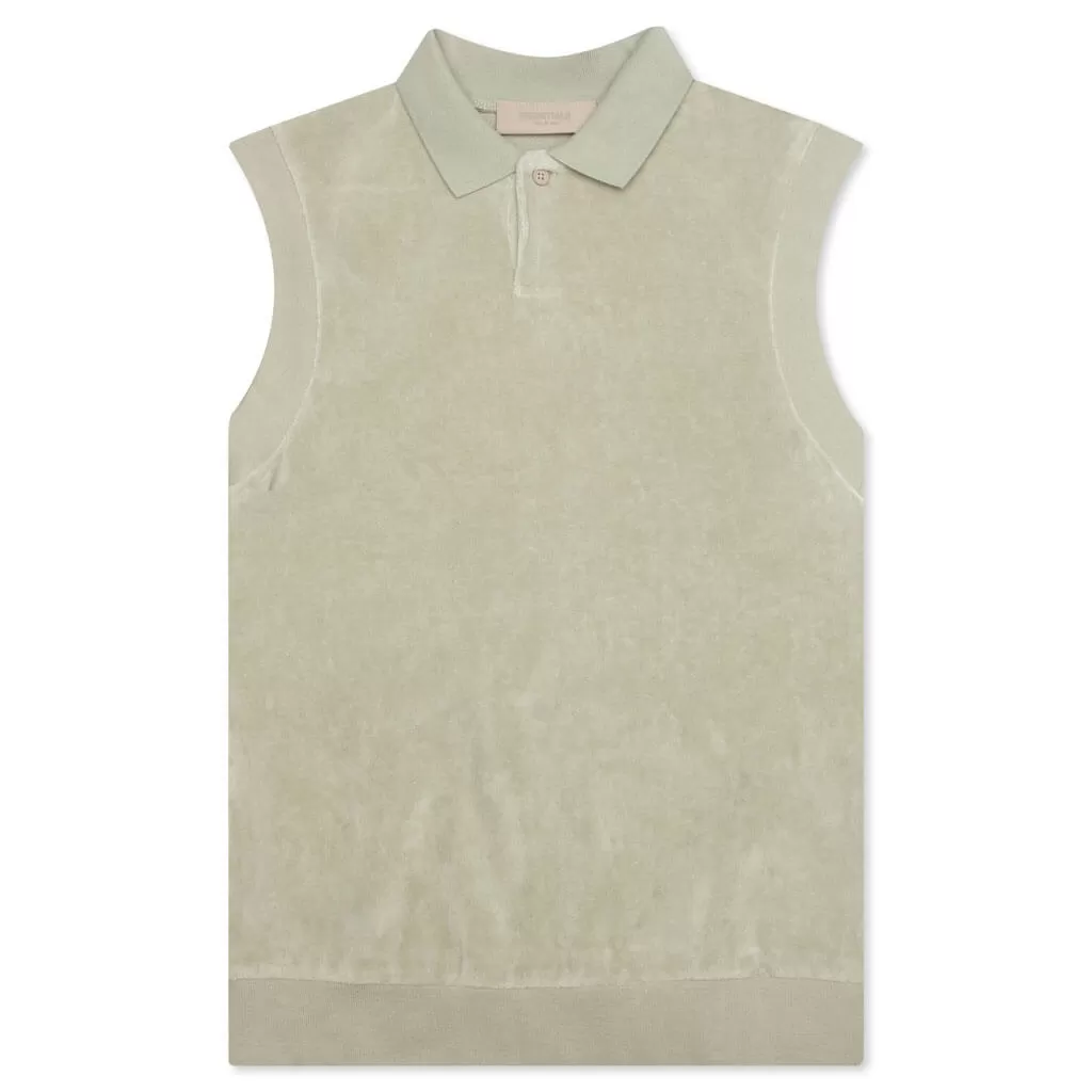 Essentials Women's Velour Sleeveless Polo - Seafoam