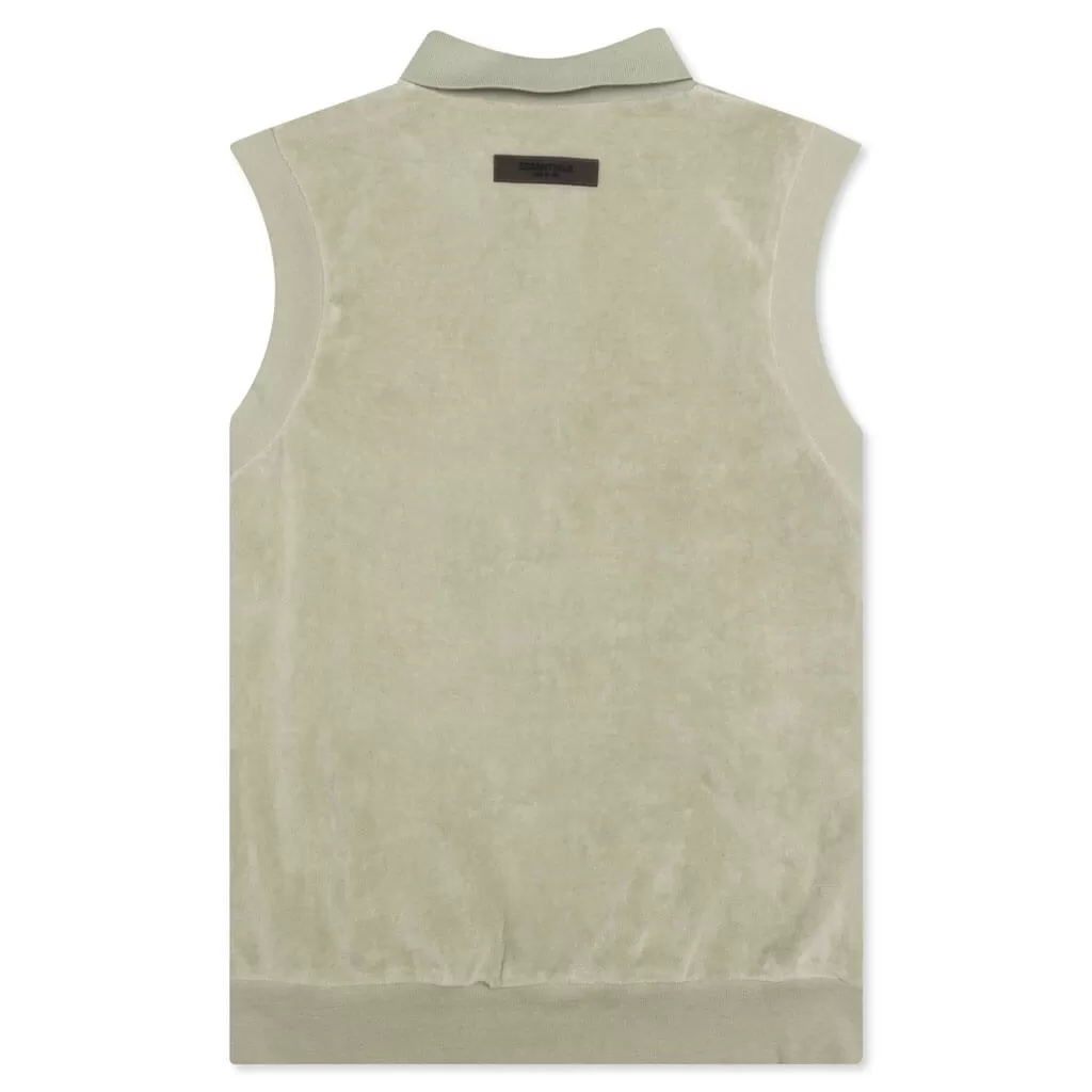 Essentials Women's Velour Sleeveless Polo - Seafoam