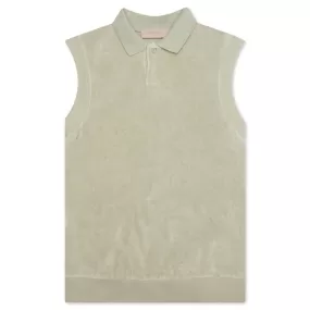 Essentials Women's Velour Sleeveless Polo - Seafoam