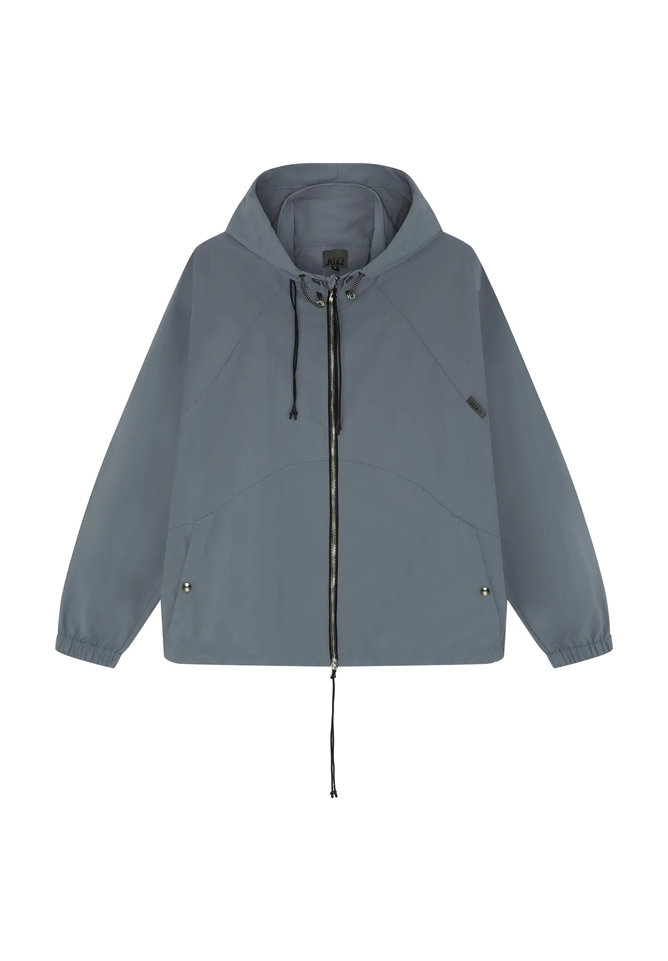 *EXCLUSIVE* LUXE PACKABLE HOOD JACKET - GREY/BLUE