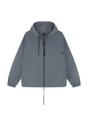 *EXCLUSIVE* LUXE PACKABLE HOOD JACKET - GREY/BLUE