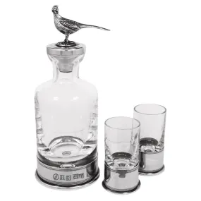 Farlows Pheasant Decanter with Shot Glasses