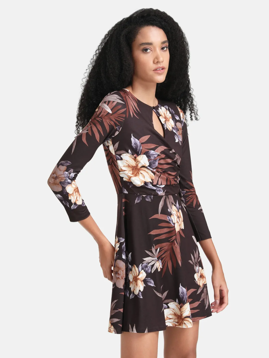 Floral Printed Wrap Mini Dress