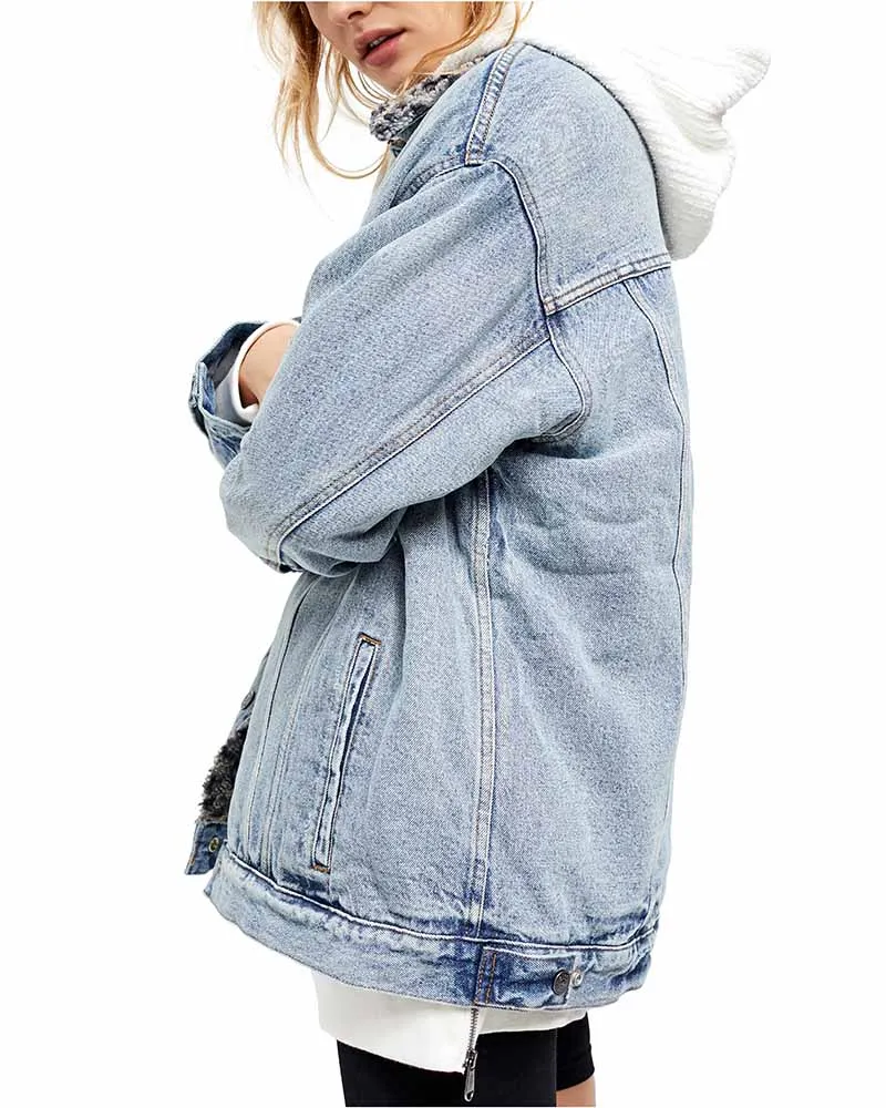 Free People - We The Free - Wild Ones Sherpa Trucker Denim Jacket