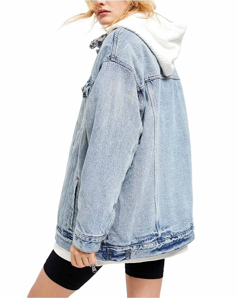 Free People - We The Free - Wild Ones Sherpa Trucker Denim Jacket