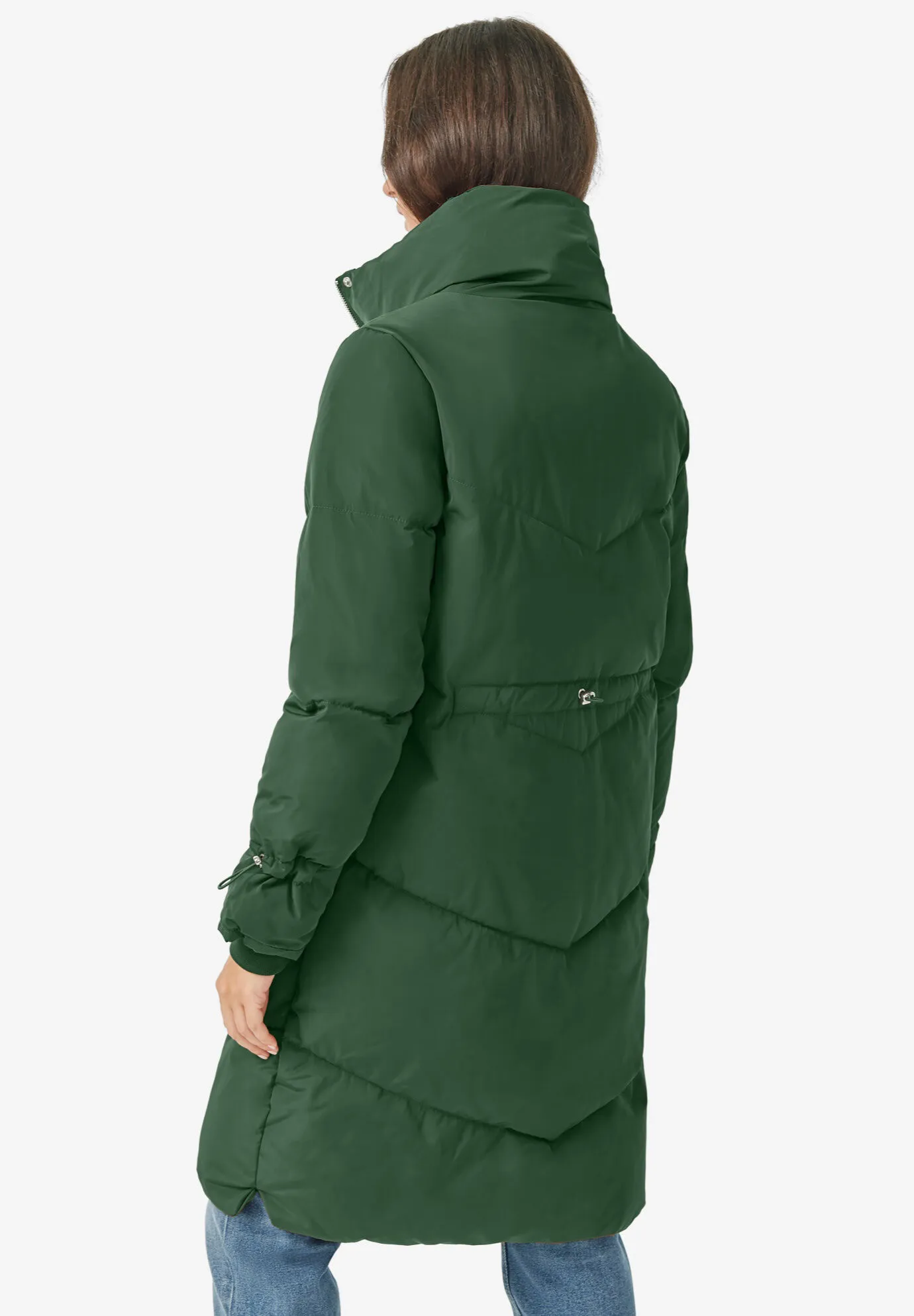 Funnel Neck Puffer With Back Drawstring