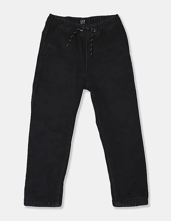 GAP Boys Black Drawstring Waist Jogger Jeans With Stretch