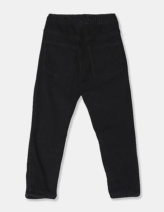 GAP Boys Black Drawstring Waist Jogger Jeans With Stretch