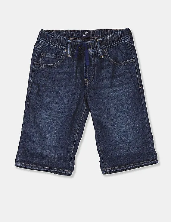 GAP Boys Navy Drawstring Elasticized Waist Dark Wash Shorts