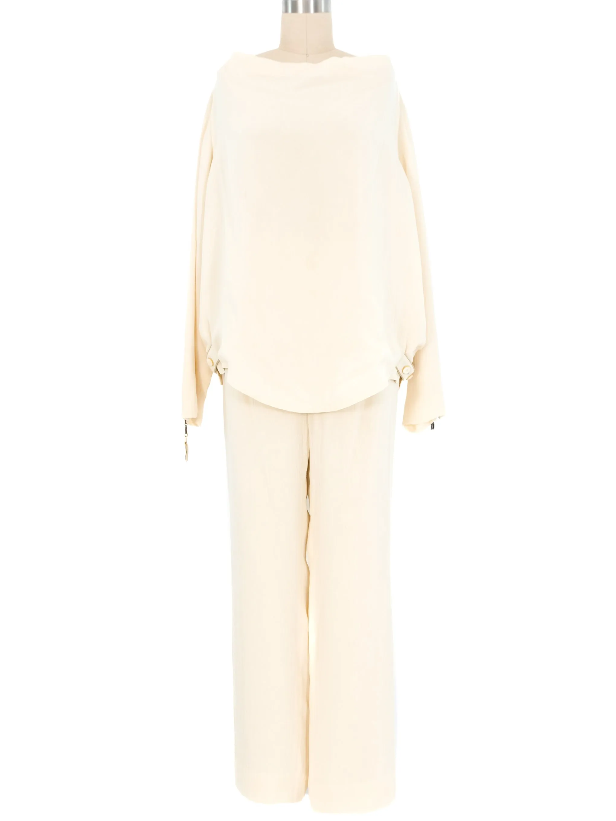 Gianfranco Ferre Ivory Chiffon Pant Ensemble